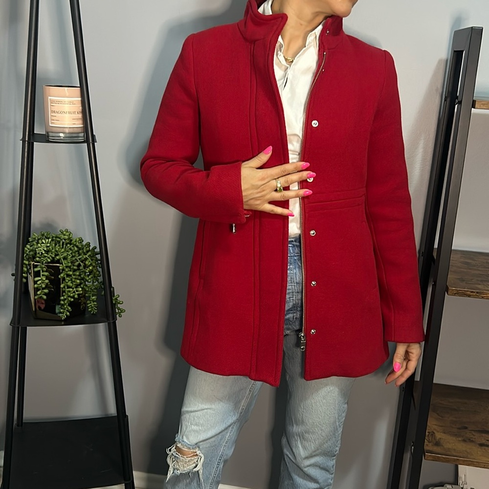 Red Elegant Pea Coat